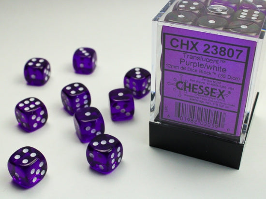 Chessex Translucent 12mm D6 36ct Dice Set