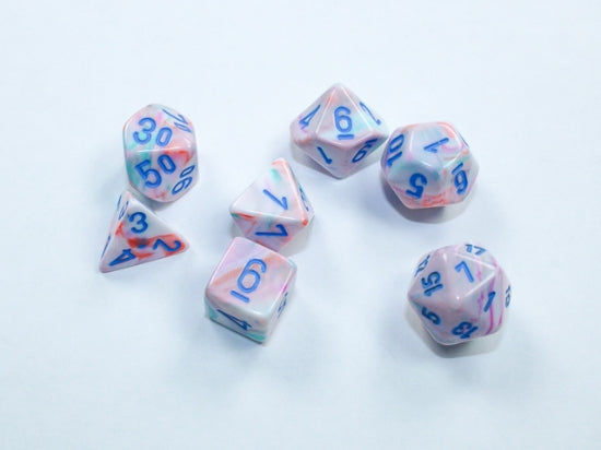 Chessex Mini Festive Polyhedral 7ct Dice Set - Pop Art w/ Blue