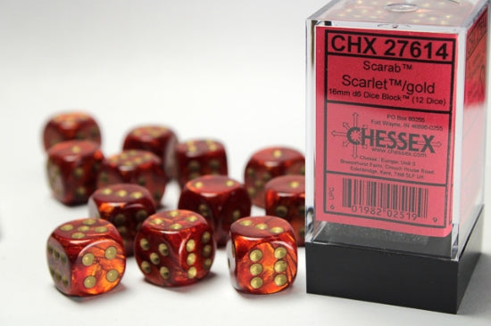 Chessex Scarab 16mm D6 12ct Dice Set