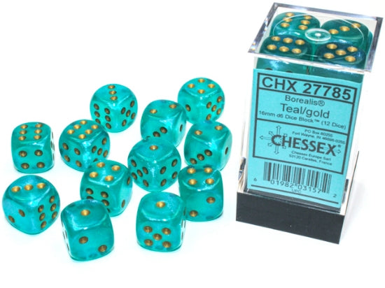 Chessex Borealis 16mm D6 12ct Dice Set