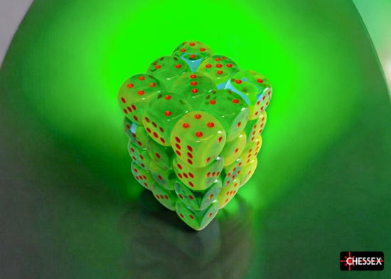 Chessex Gemini Plasma Green-Teal w/ Orange 12mm d6 Dice Set