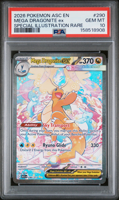 Mega Dragonite EX 290 Special Illustration Rare Ascended Heroes Pokemon PSA 10