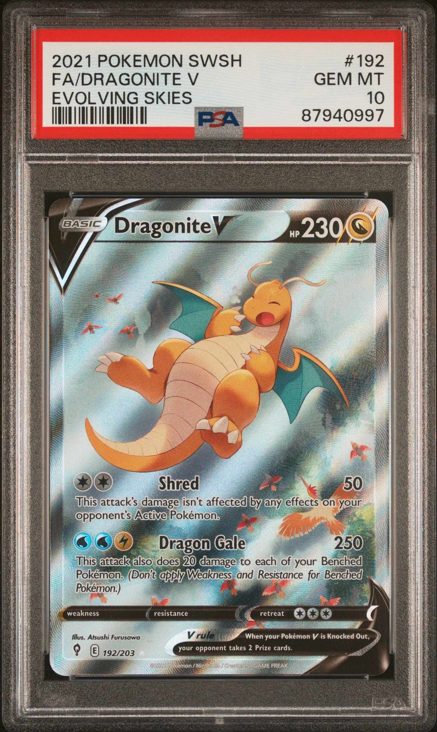 Dragonite V 192/203 Evolving Skies Pokemon PSA 10