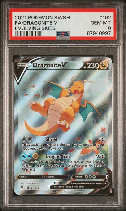 Dragonite V 192/203 Evolving Skies Pokemon PSA 10
