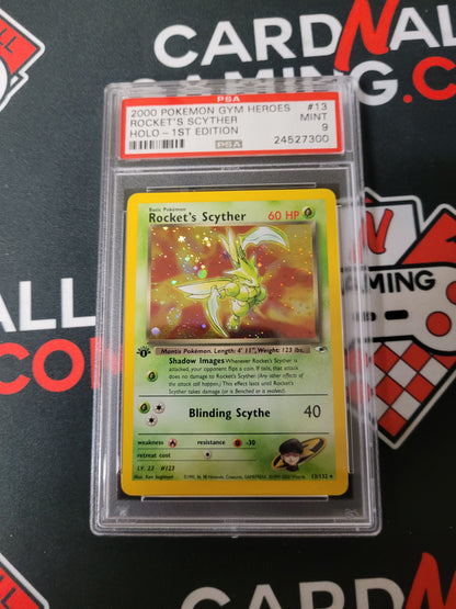 Rocket's Scyther PSA 9 13/132 Gym Heroes 1st Edition Holo
