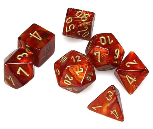Chessex Mini Scarab Polyhedral 7ct Dice Set - Scarlet w/ Gold