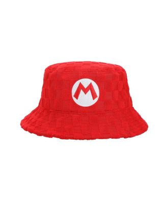 Super Mario Bros Mario Logo Green Checkered Bucket Hat