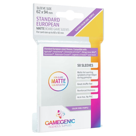 62 x 94 MM Standard European Matte Board Game Sleeves (50 ct)