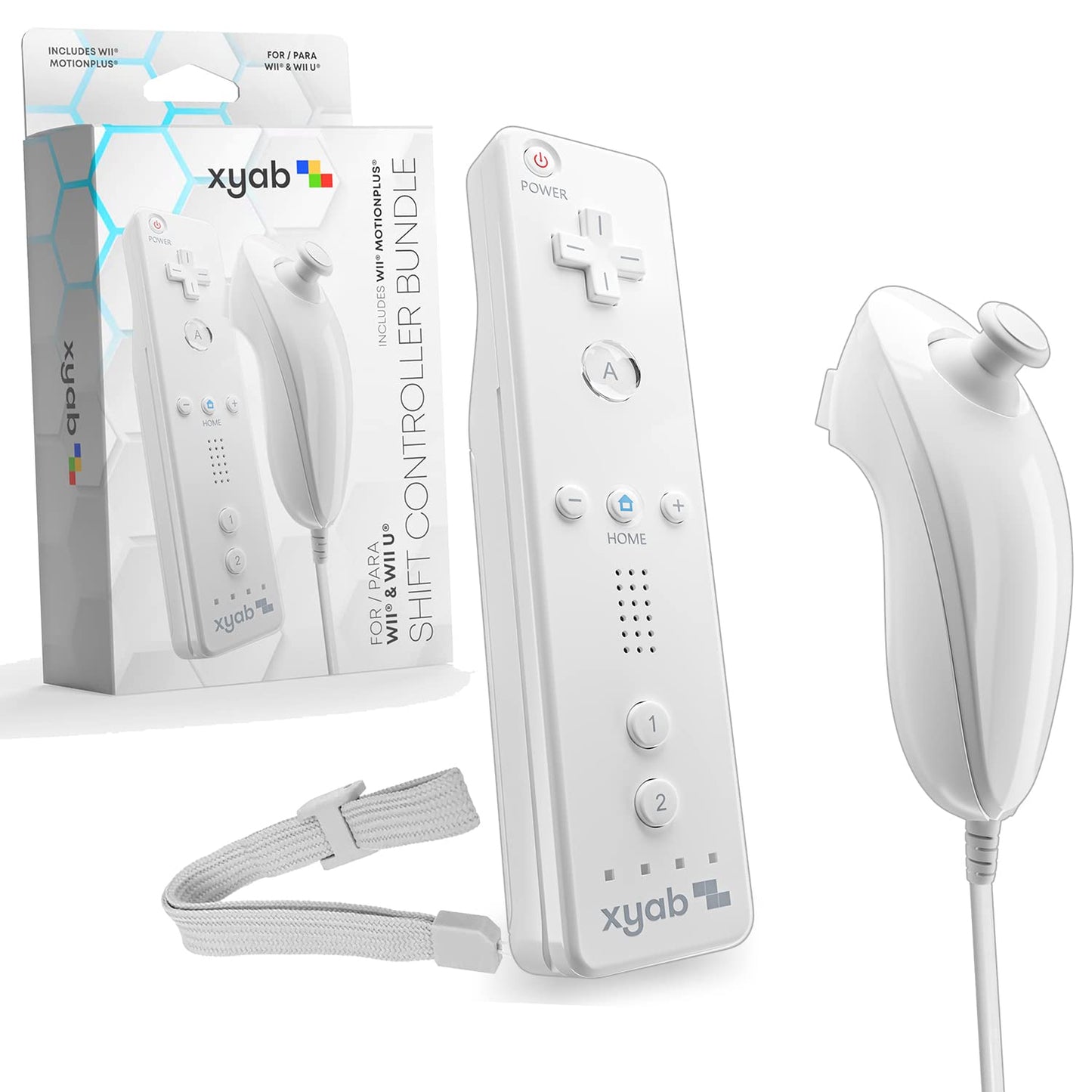 XYAB White Wii Motion Plus Shift Controller Bundle