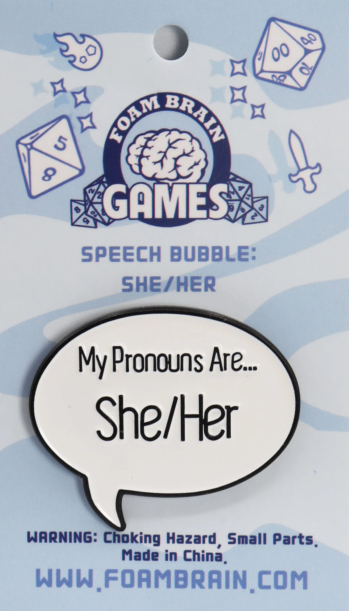 Foam Brain Speech Bubble Pronoun Pins