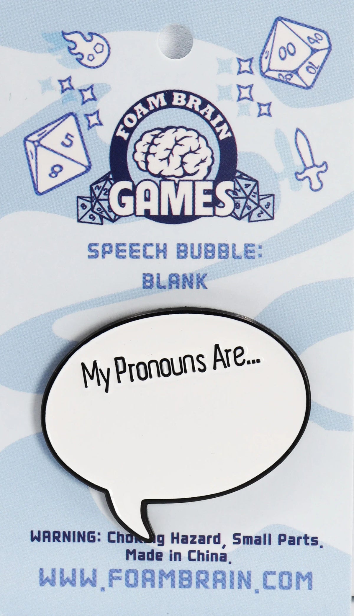 Foam Brain Speech Bubble Pronoun Pins