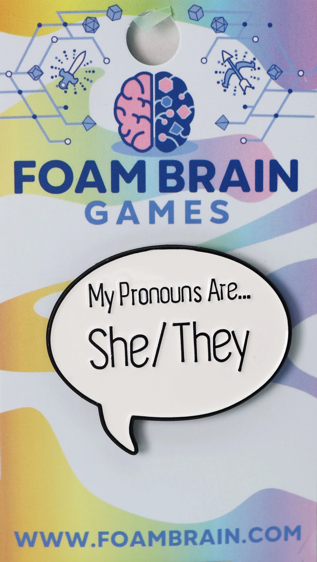 Foam Brain Speech Bubble Pronoun Pins