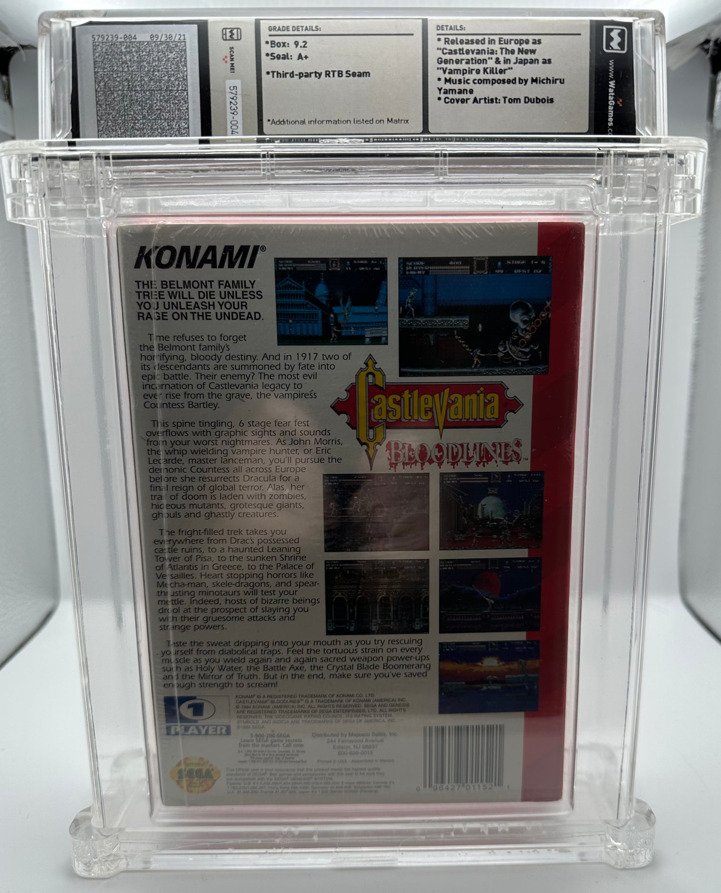 Castlevania: Bloodlines Sega Genesis WATA Graded 9.2 A+ New Sealed