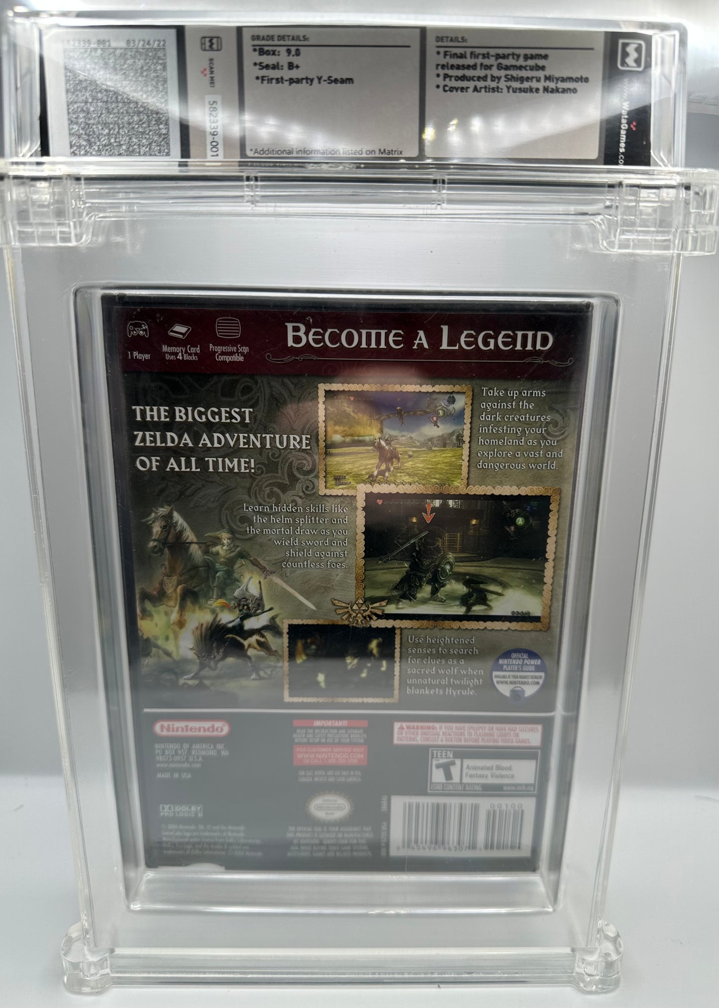 Legend of Zelda Twilight Princess Gamecube WATA Graded 9.0 B+ New Sealed