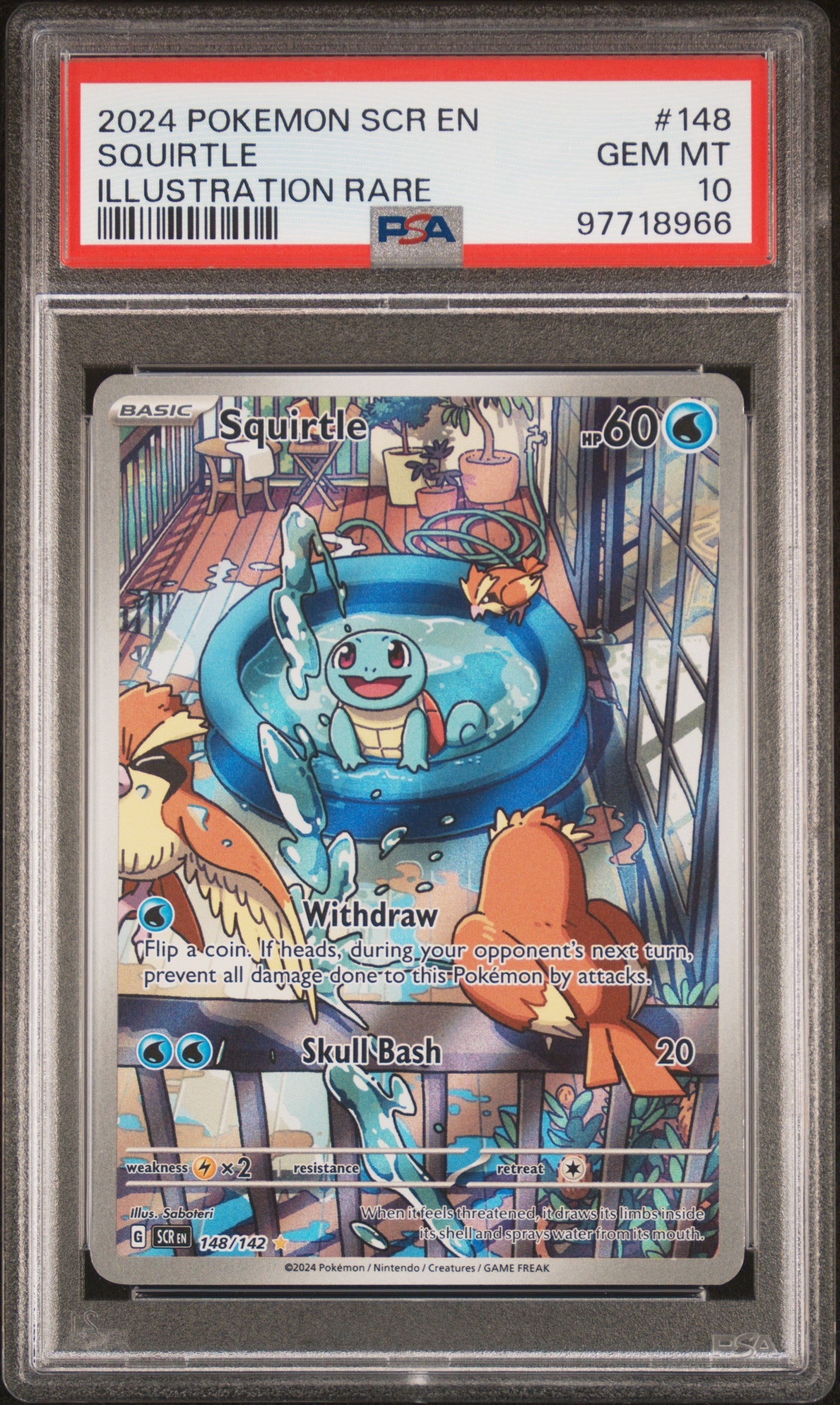 Squirtle 148/142 Illustration Rare Stellar Crown Pokemon PSA 10