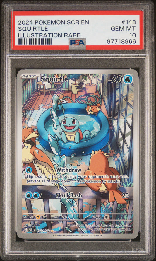 Squirtle 148/142 Illustration Rare Stellar Crown Pokemon PSA 10