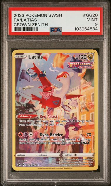 Latias PSA 9 GG20 Crown Zenith Galarian Gallery Illustration Rare