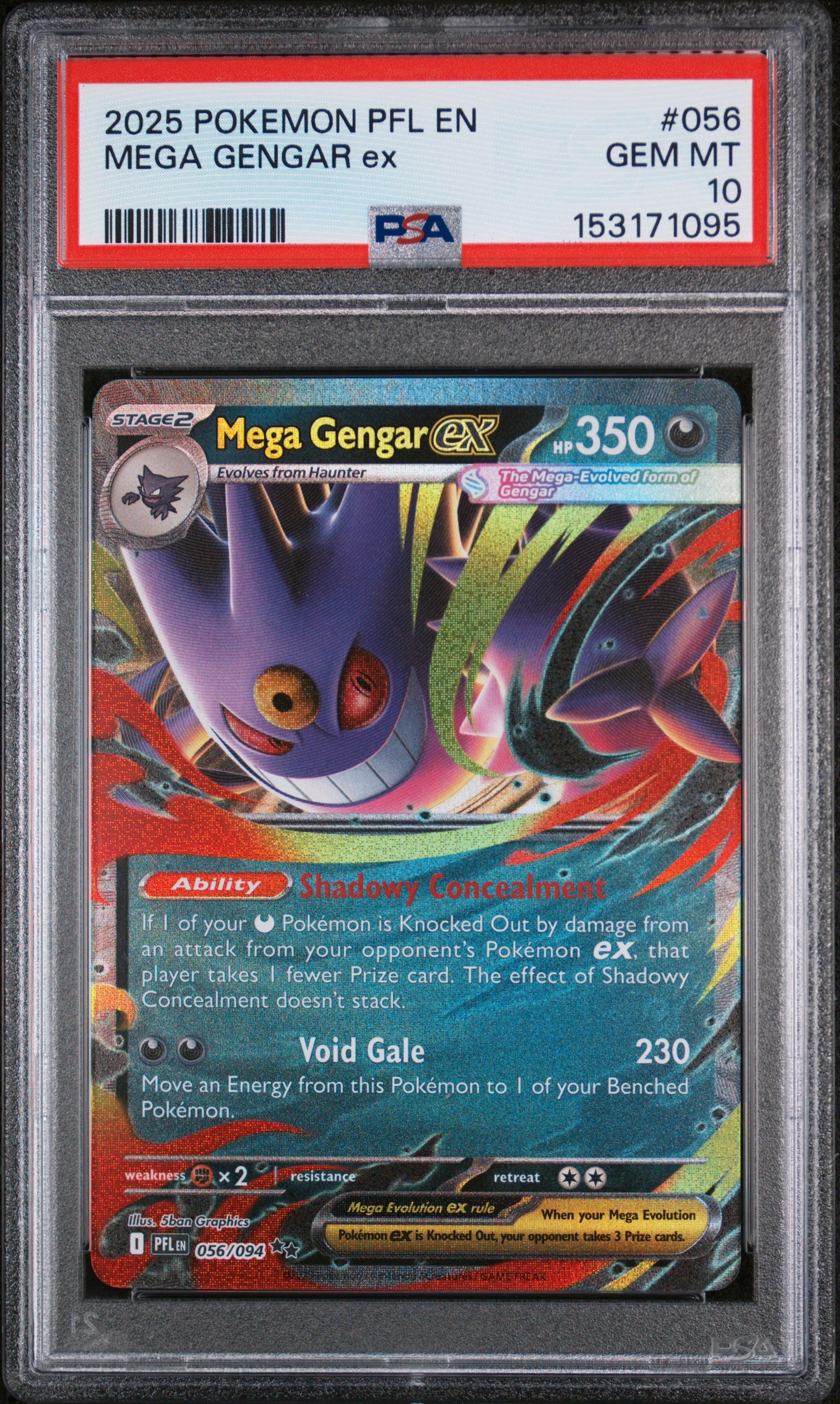 Mega Gengar EX 056/094 Pfl En-Phantasmal Flames Pokemon PSA 10
