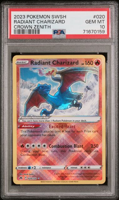 PSA 10 Radiant Charizard 020/159 Crown Zenith