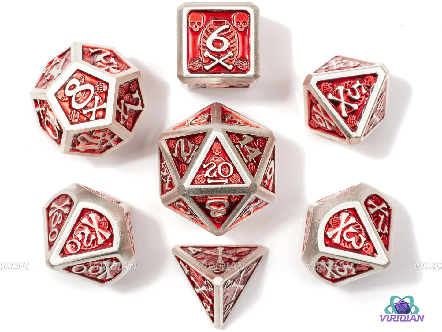 Blood & Bone w/ Red Metal Dice Set Forged Gaming