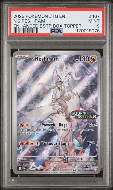 N's Reshiram PSA 9 167 Journey Together Enhanced Booster Box Topper