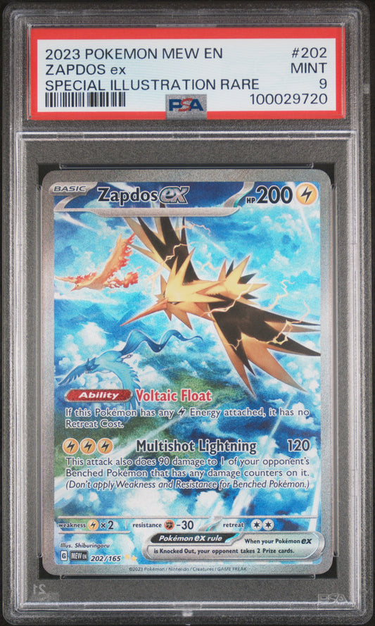Zapdos EX 202/165 Special Illustration Rare 151 Pokemon PSA 9