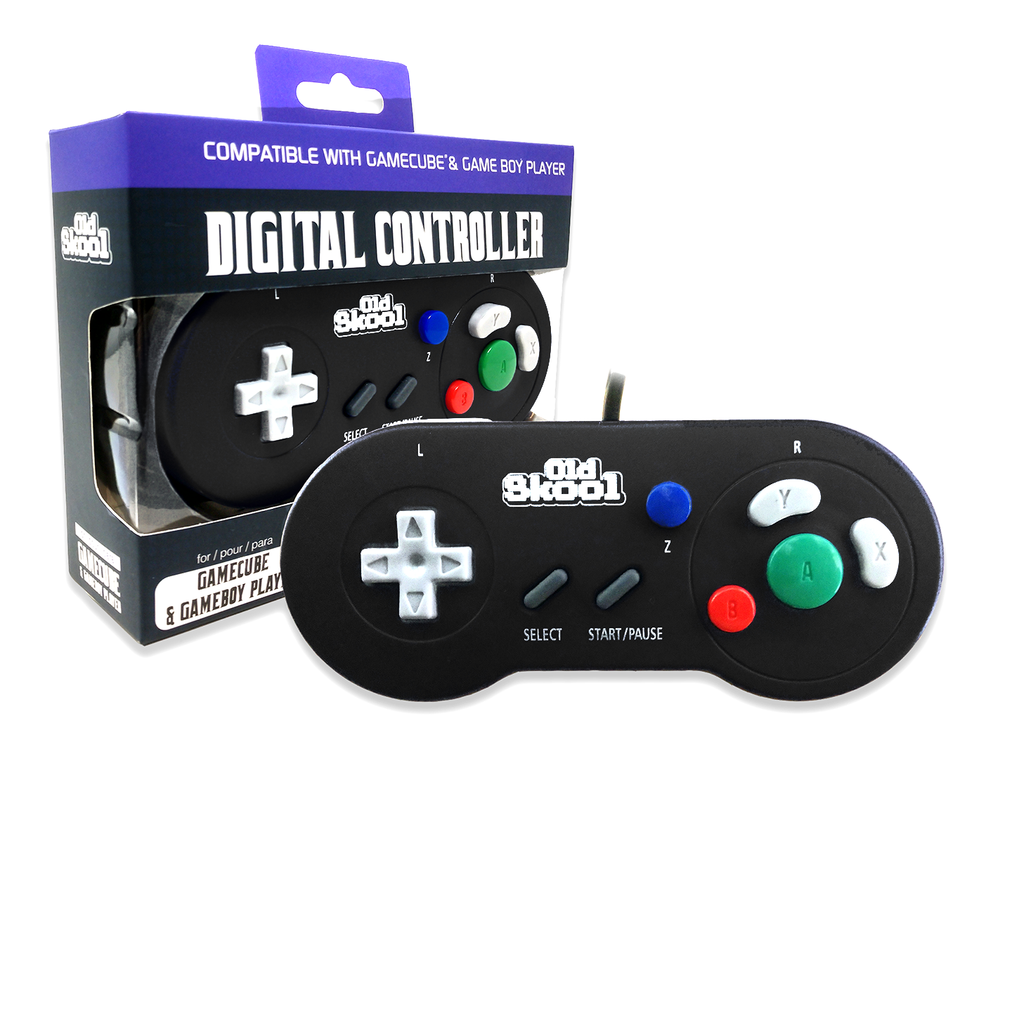 Black Gamecube Gameboy Player Digital Wired Controller Old Skool