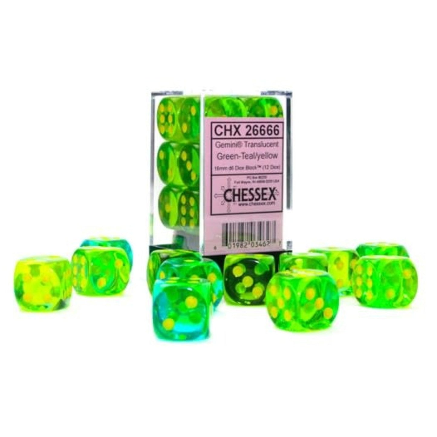 Chessex Translucent 16mm D6 12ct Dice Set