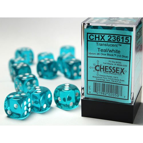 Chessex Translucent 16mm D6 12ct Dice Set