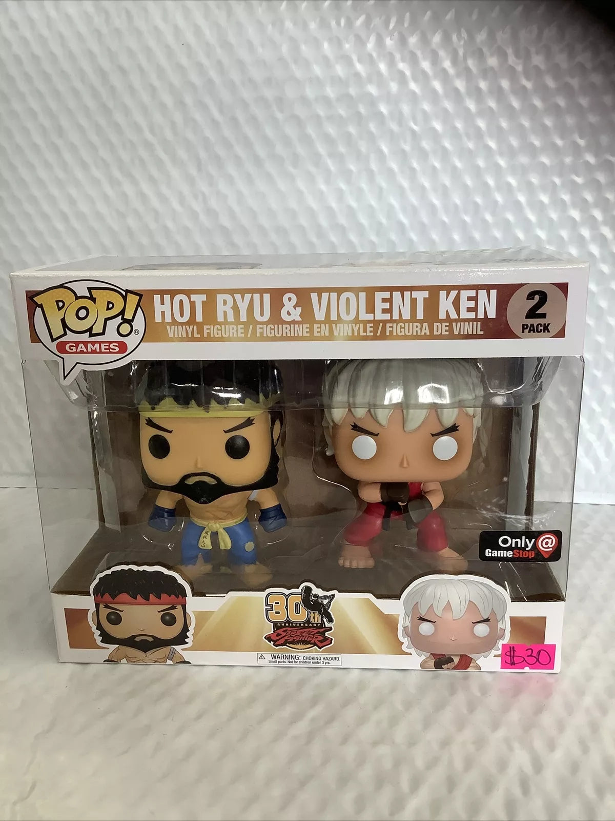 Pop Games 30th Street Fighter Gamestop 2pk Hot Ryu & Violent Ken Funko Vinyl