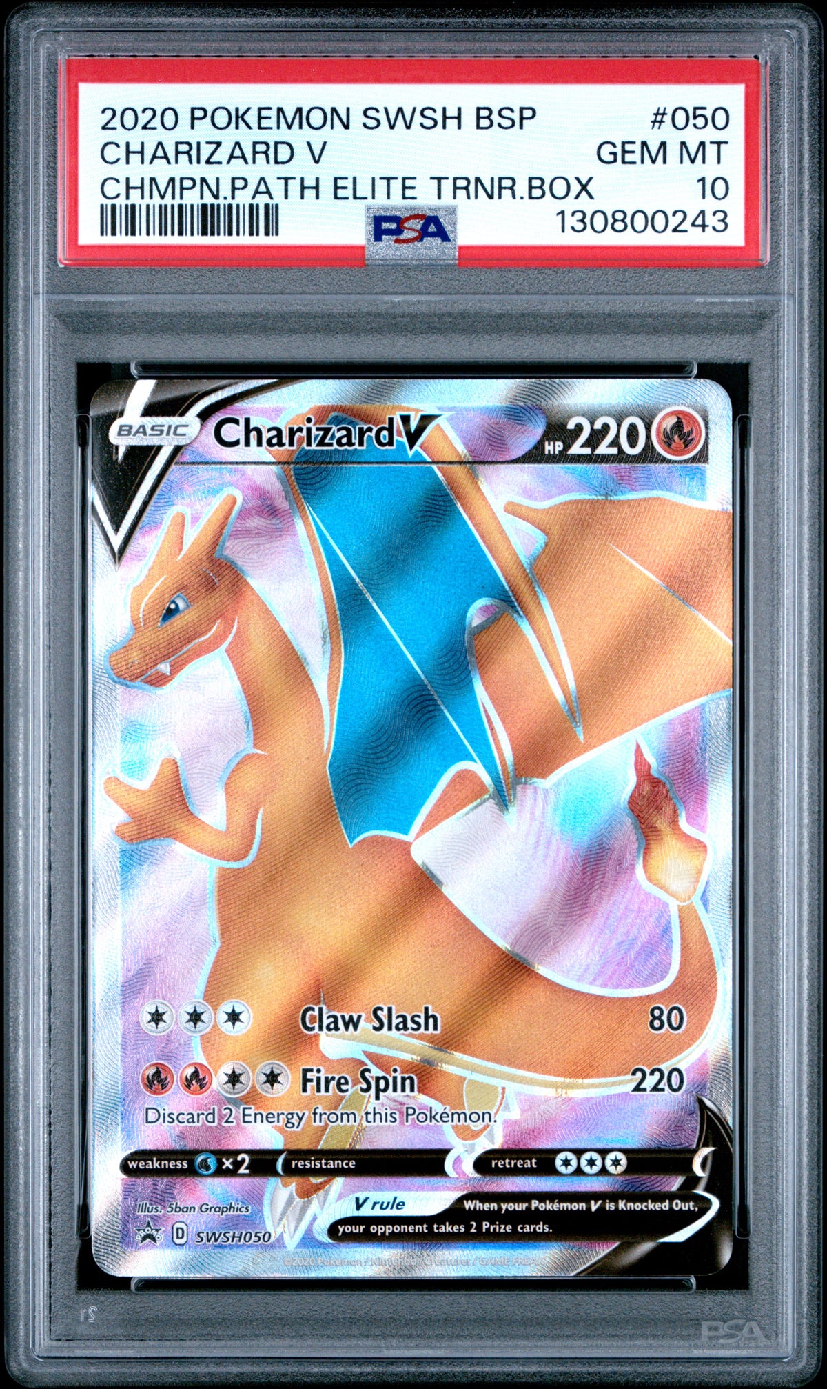 Charizard V 050/073 Champion's Path Elite Trainer Box Pokemon PSA 10 Gem Mint