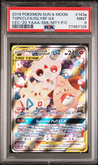 Togepi & Cleffa & Igglybuff GX PSA 9 143a Cosmic Eclispe Alternate Art
